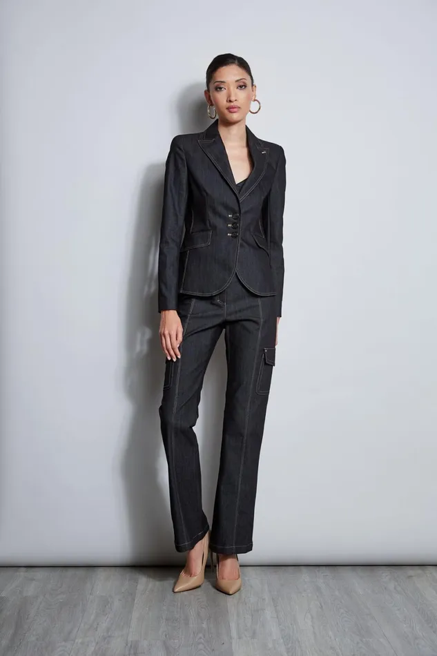 Elie Tahari Jackets and Blazers Denim 3 Button Blazer Black 8211 Women