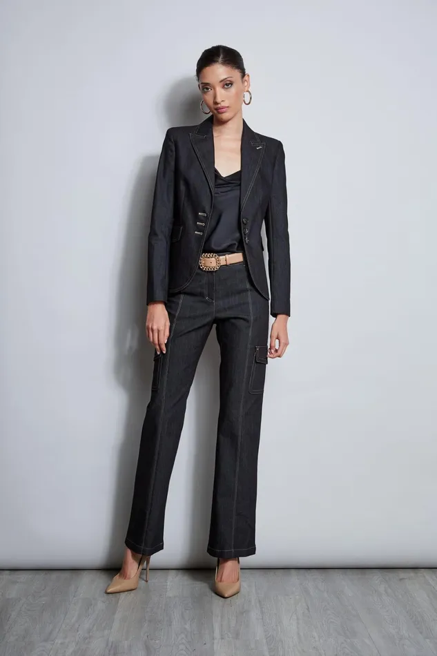 Elie Tahari Jackets and Blazers Denim 3 Button Blazer Black 8211 Women