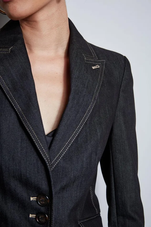 Elie Tahari Jackets and Blazers Denim 3 Button Blazer Black 8211 Women