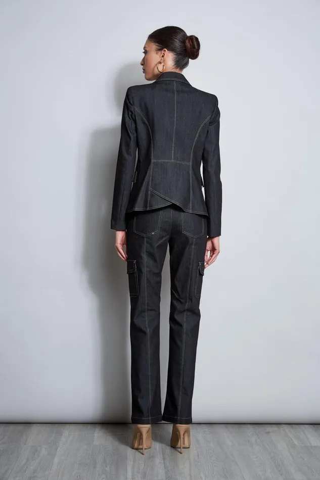 Elie Tahari Jackets and Blazers Denim 3 Button Blazer Black 8211 Women