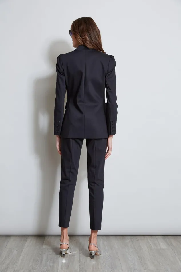 Elie Tahari Jackets and Blazers Pleat Shoulder Cotton Blazer Black 8211 Women