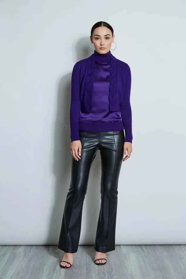 Elie Tahari Knits and Sweaters Cropped Cable Cardigan Winter Plum 8211 Women