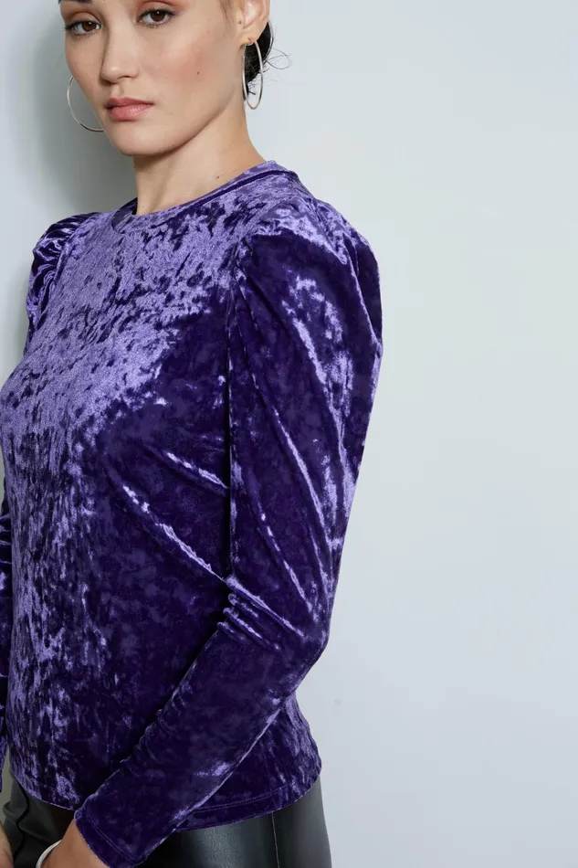 Elie Tahari Knits and Sweaters Crushed Velvet Knit Winter Plum 8211 Women