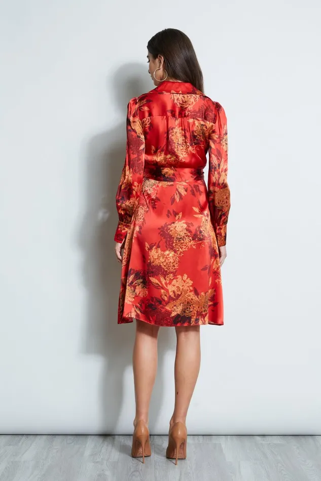 Elie Tahari Long Sleeve Dresses Silk Etched Floral Wrap Dress Multi 8211 Women