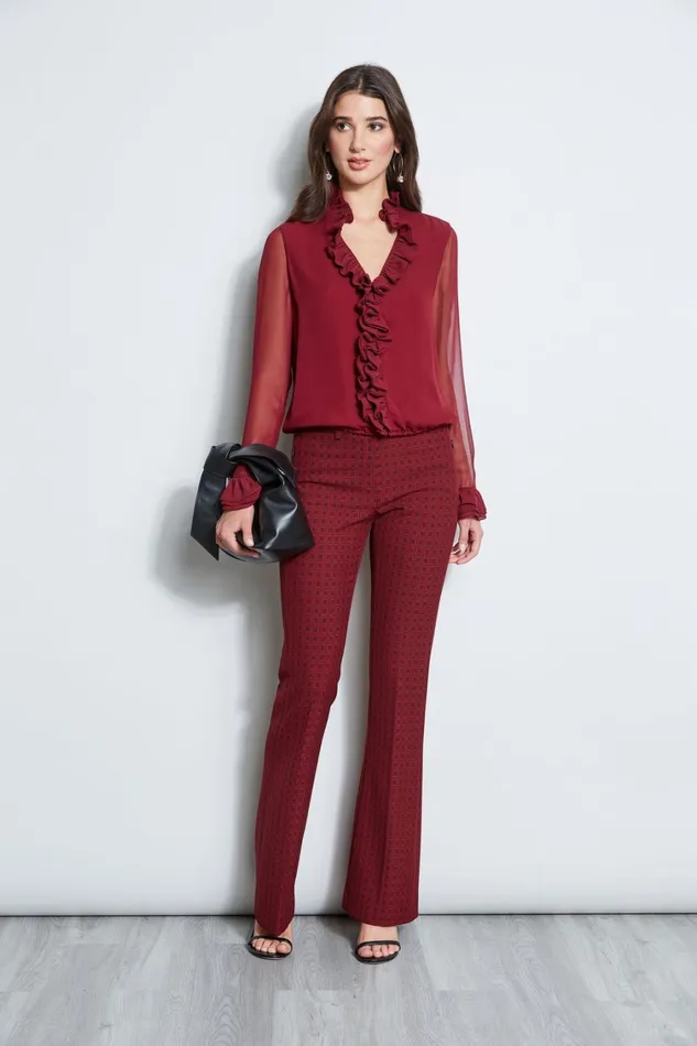Elie Tahari Pants Deco Jacquard Fit and Flare Pant Multi 8211 Women