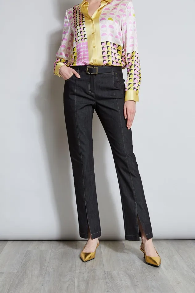 Elie Tahari Pants Denim Slit Front Jeans Black 8211 Women