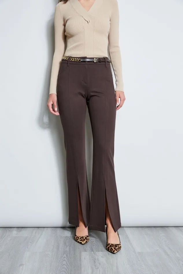 Elie Tahari Pants Slit Front Knit Pant Espresso 8211 Women