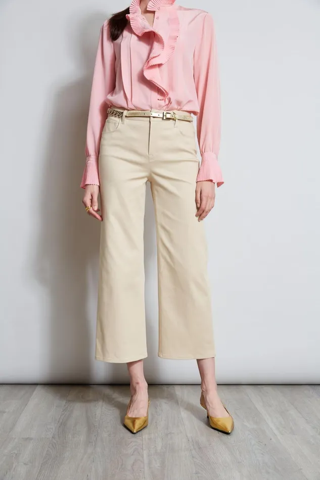 Elie Tahari Pants Stretch Denim Wide Leg Pant Driftwood 8211 Women