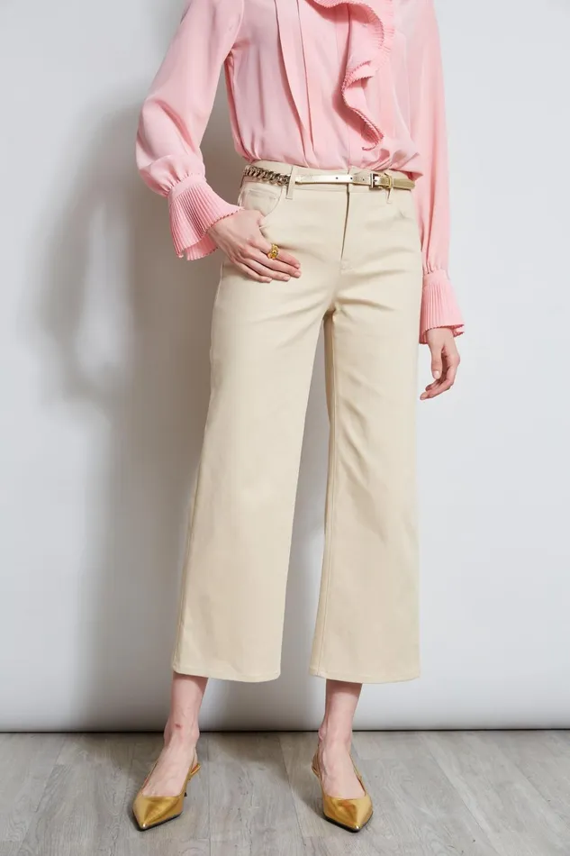 Elie Tahari Pants Stretch Denim Wide Leg Pant Driftwood 8211 Women