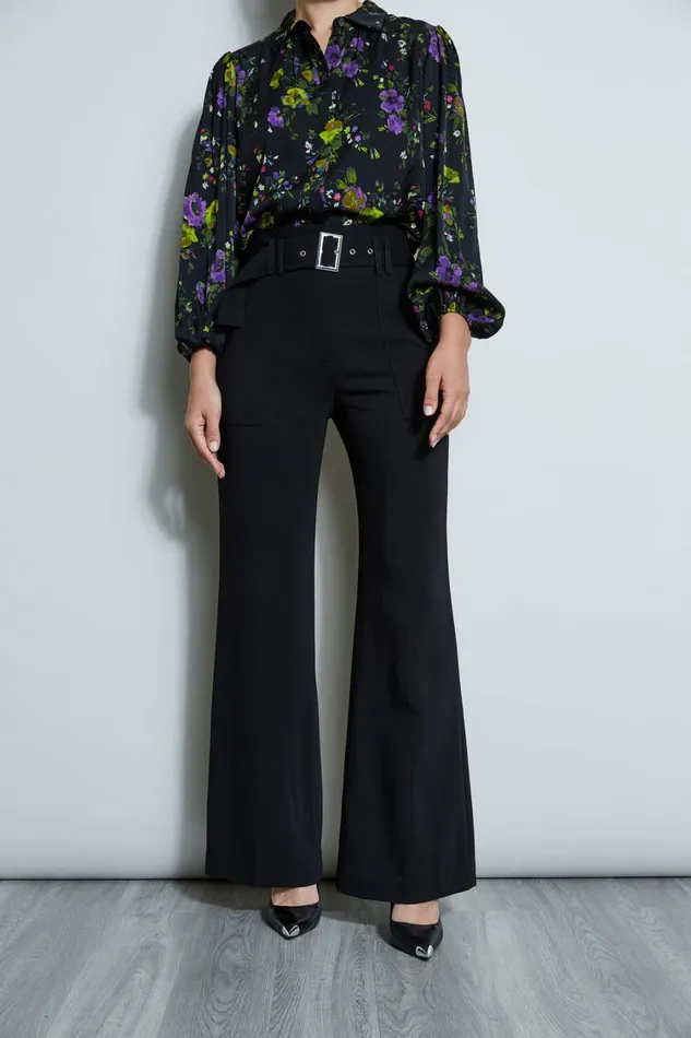Elie Tahari Pants Wide Leg Belted Pant Noir 8211 Women