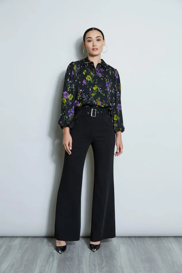 Elie Tahari Pants Wide Leg Belted Pant Noir 8211 Women