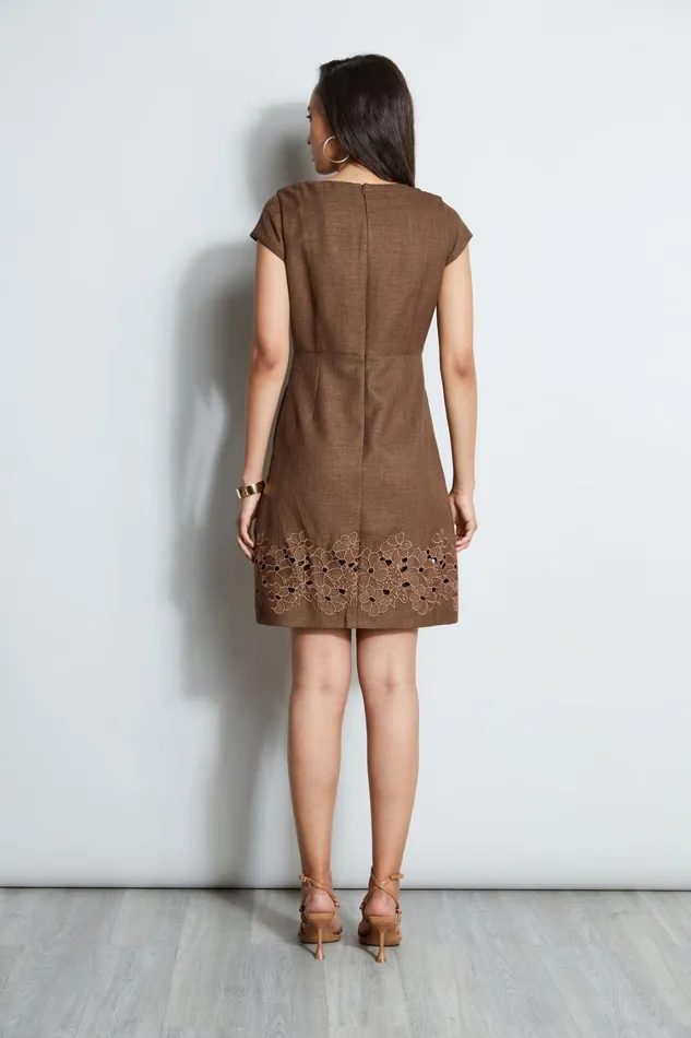 Elie Tahari Short Sleeve Dresses Short Sleeve Embroidered Hem Dress Sumatra 8211 Women