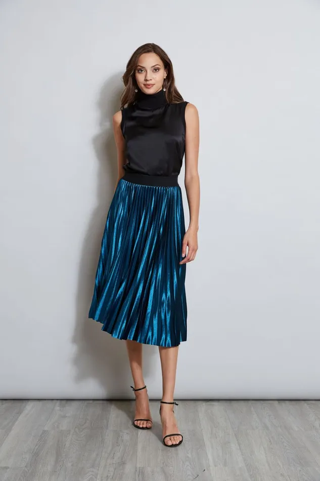 Elie Tahari Skirts Pleated Velvet Midi Skirt Teal 8211 Women