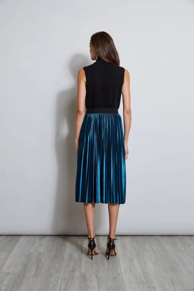 Elie Tahari Skirts Pleated Velvet Midi Skirt Teal 8211 Women