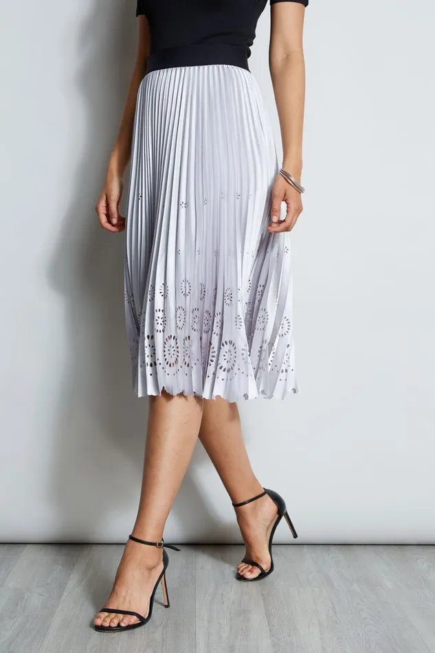 Elie Tahari Skirts Satin Platinum Pleated Skirt Platinum 8211 Women