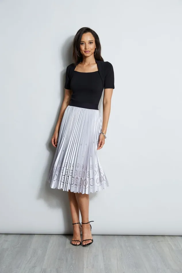 Elie Tahari Skirts Satin Platinum Pleated Skirt Platinum 8211 Women