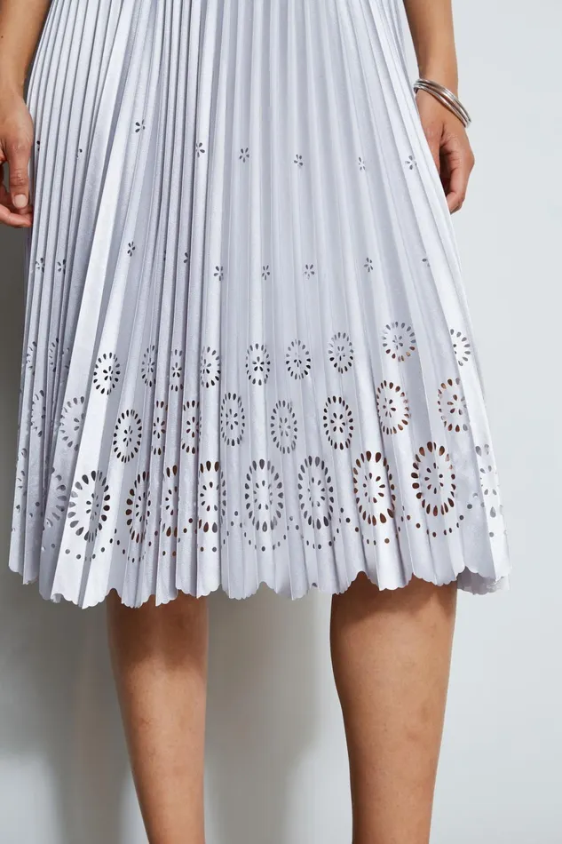 Elie Tahari Skirts Satin Platinum Pleated Skirt Platinum 8211 Women