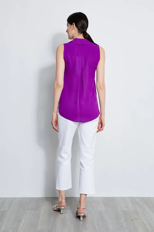 Elie Tahari Tops Sleeveless Silk Chain Collar Shirt Wild Berry 8211 Women