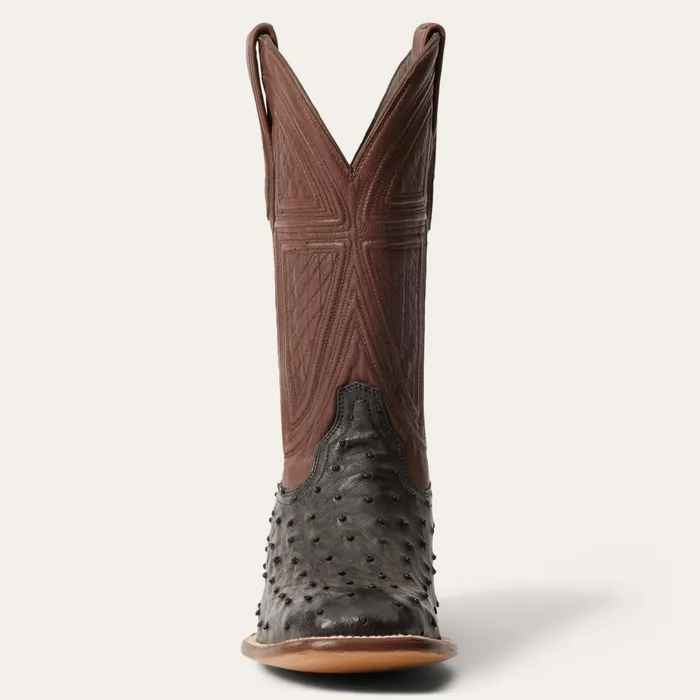 Exotics Men Stetson Dillon Ostrich Boots Black