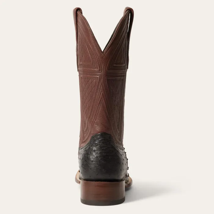 Exotics Men Stetson Dillon Ostrich Boots Black