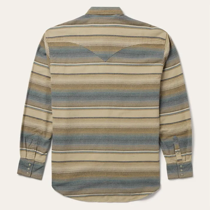 Flannel Shirts Men Stetson Blue Stripe Flannel Western Shirt Blue