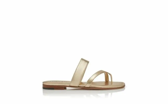 Flats Women Manolo Blahnik SUSAGold Nappa Leather Flat Sandals Flats Women Manolo Blahnik SUSAGold Nappa Leather Flat Sandals