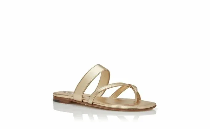 Flats Women Manolo Blahnik SUSAGold Nappa Leather Flat Sandals Flats Women Manolo Blahnik SUSAGold Nappa Leather Flat Sandals