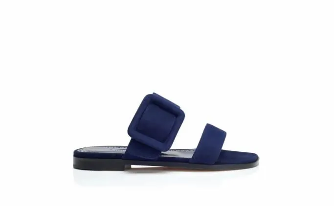 Flats Women Manolo Blahnik TITUBAFLATNavy Blue Suede Flat Sandals Flats Women Manolo Blahnik TITUBAFLATNavy Blue Suede Flat Sandals
