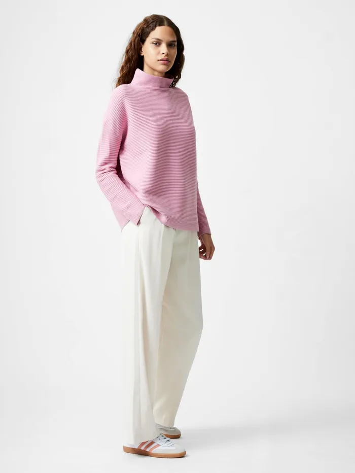 French Connection Babysoft Ribbed Mock Neck Jumper Foxglove Woman Jumpers and Cardigans