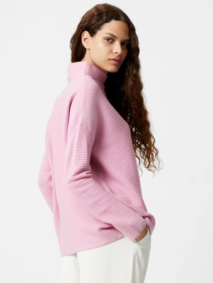 French Connection Babysoft Ribbed Mock Neck Jumper Foxglove Woman Jumpers and Cardigans