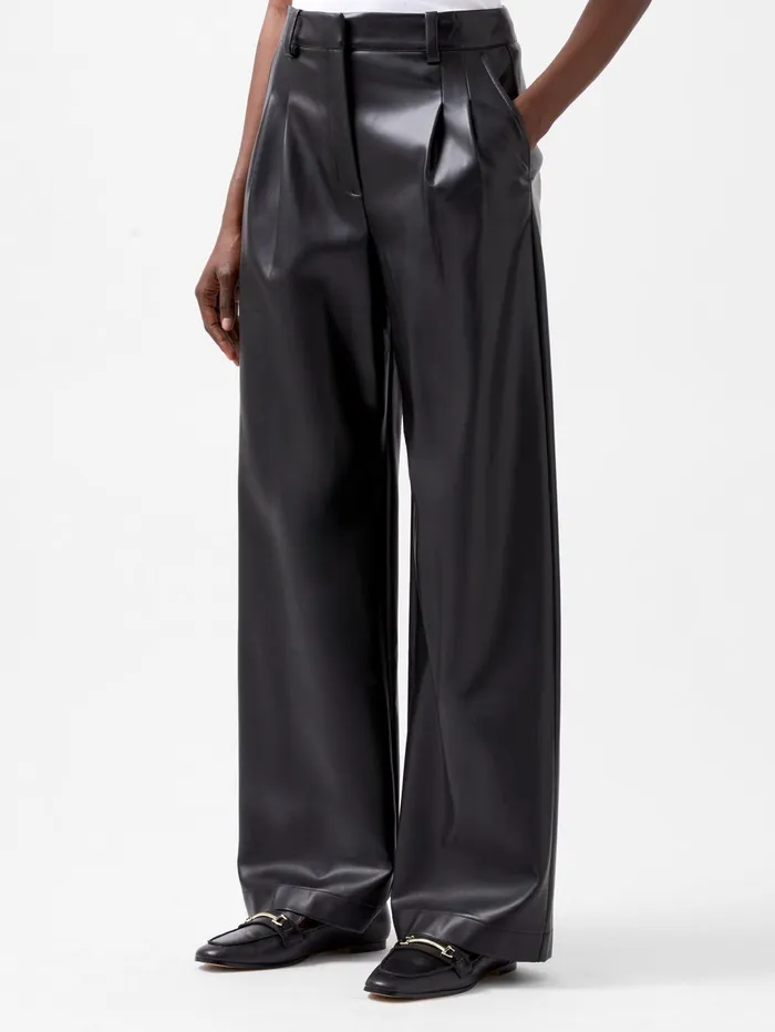 French Connection Crolenda Pu Wide Leg Trousers Blackout Woman Trousers
