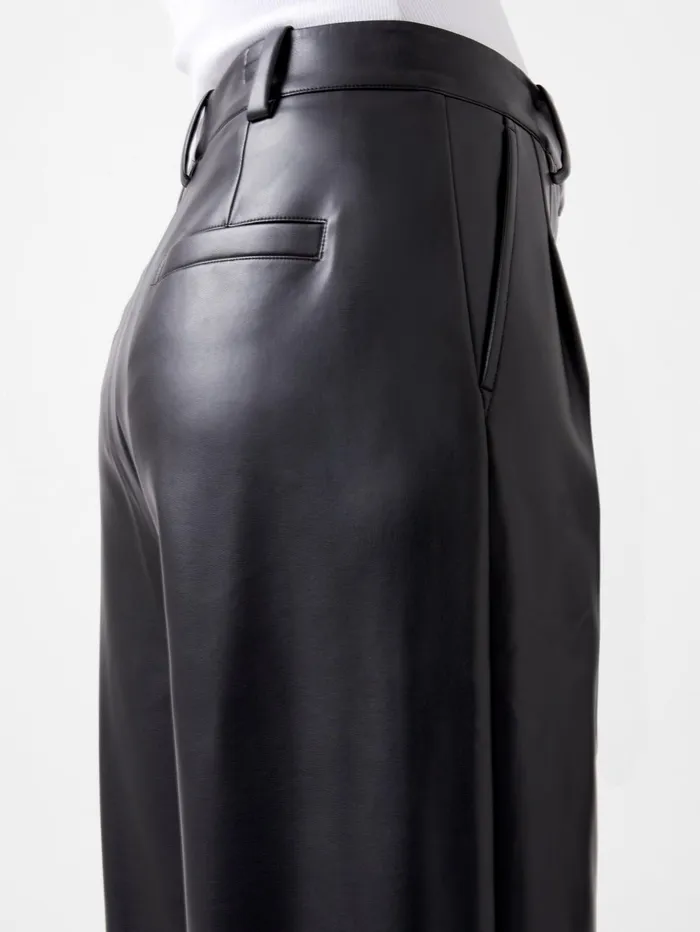 French Connection Crolenda Pu Wide Leg Trousers Blackout Woman Trousers