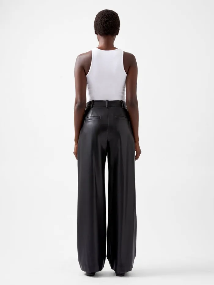 French Connection Crolenda Pu Wide Leg Trousers Blackout Woman Trousers