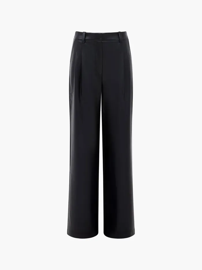 French Connection Crolenda Pu Wide Leg Trousers Blackout Woman Trousers