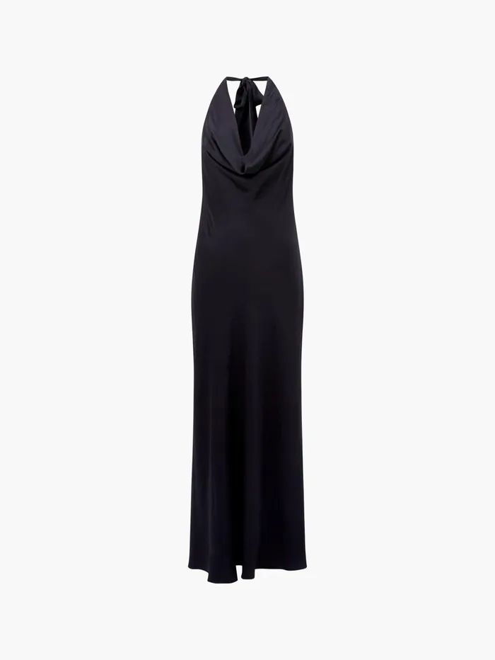 French Connection Ennis Eco Satin Halterneck Midi Dress Black Woman Dresses