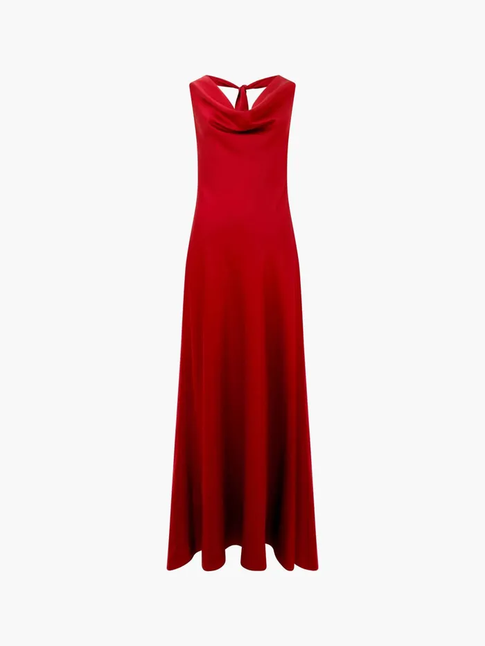 French Connection Ennis Eco Satin Halterneck Midi Dress Wine Woman Dresses