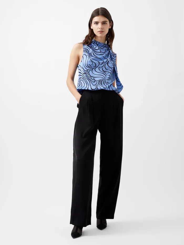 French Connection Felecia Eliza Top Dusted BlueBlackout Woman Tops