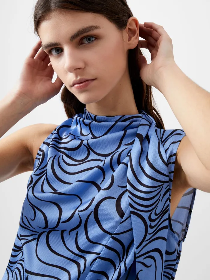 French Connection Felecia Eliza Top Dusted BlueBlackout Woman Tops