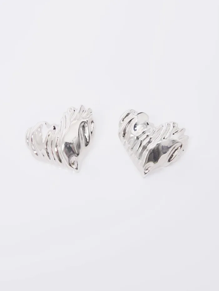 French Connection Hammered Oversized Heart Stud Earrings Silver Woman Jewellery French Connection Hammered Oversized Heart Stud Earrings Silver Woman Jewellery