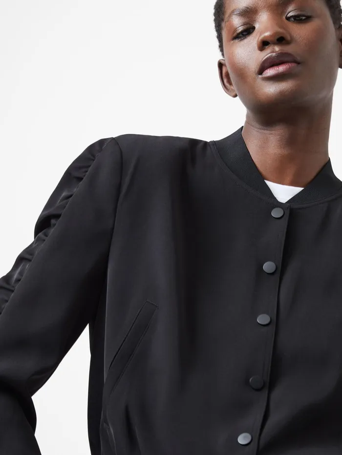 French Connection Harrie Suiting Bomber Jacket Blackout Woman Coats and Jackets French Connection Harrie Suiting Bomber Jacket Blackout Woman Coats and Jackets