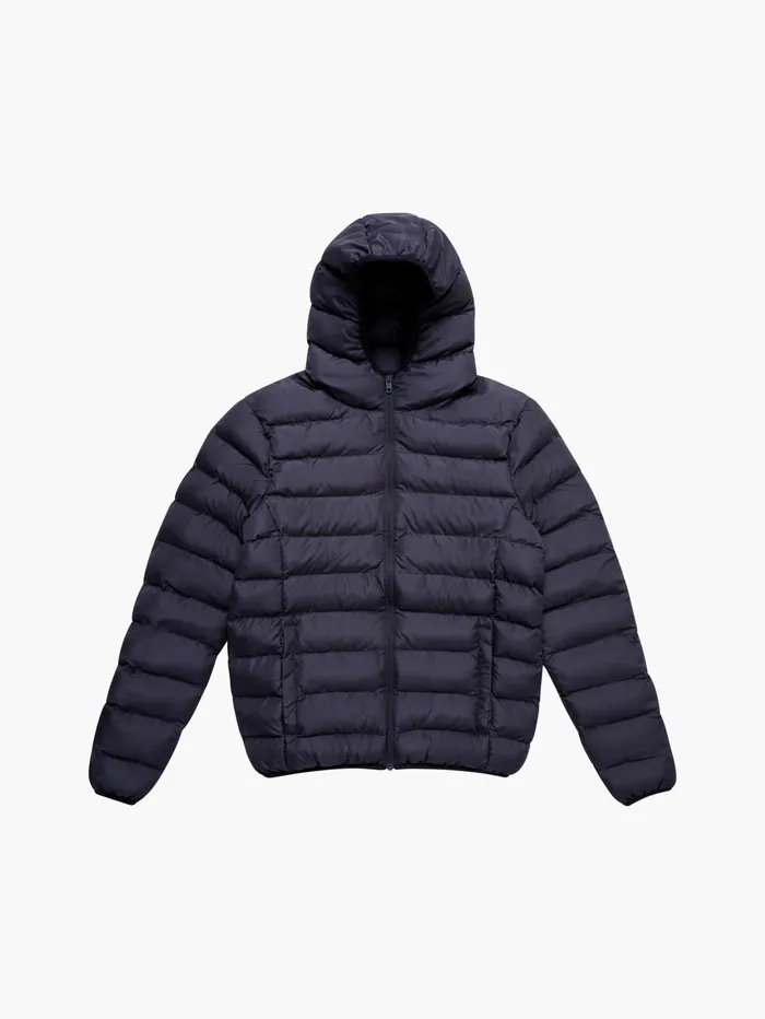 French Connection Hooded Rows Puffer Jacket Black Man Coats and Jackets