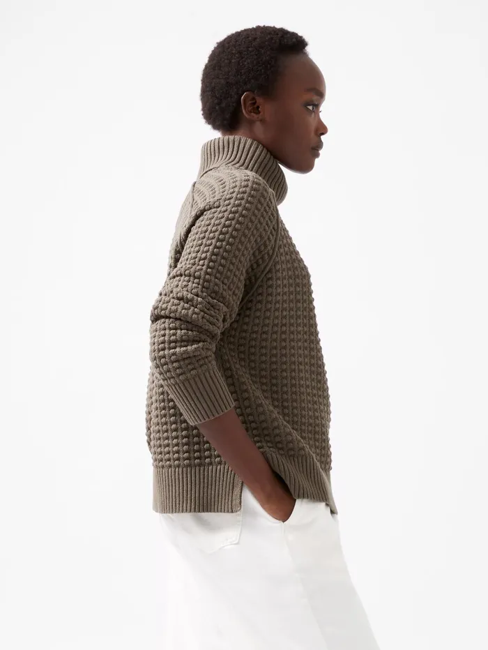 French Connection Keya Popcorn Knit Mozart Jumper Tarmac Khaki Woman Jumpers and Cardigans French Connection Keya Popcorn Knit Mozart Jumper Tarmac Khaki Woman Jumpers and Cardigans