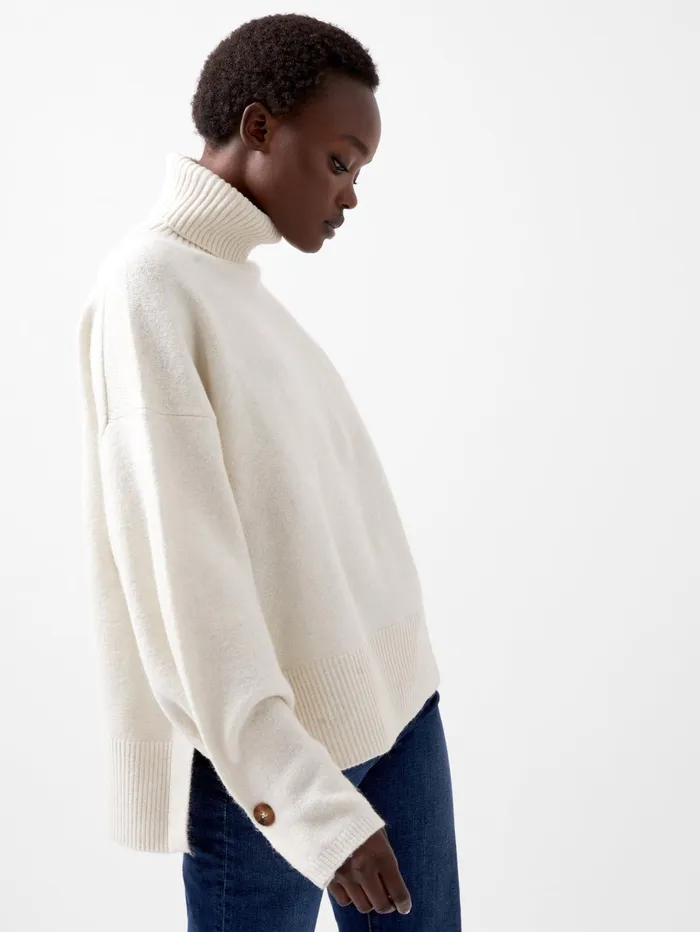 French Connection Kezia Recycled Roll Neck Jumper Classic Cream Woman Jumpers and Cardigans