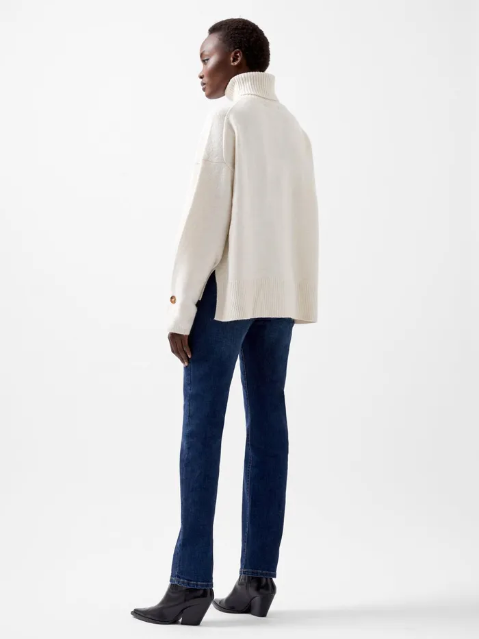 French Connection Kezia Recycled Roll Neck Jumper Classic Cream Woman Jumpers and Cardigans