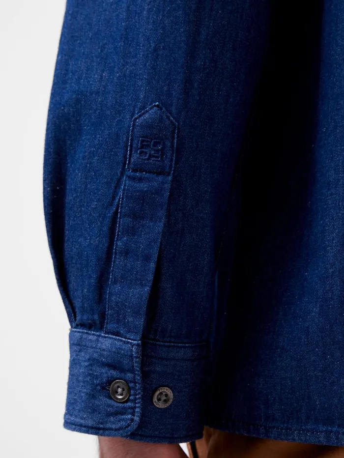 French Connection Long Sleeve Denim Shirt Mid Wash Man Shirts