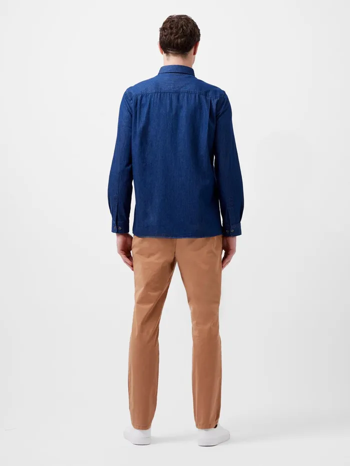 French Connection Long Sleeve Denim Shirt Mid Wash Man Shirts