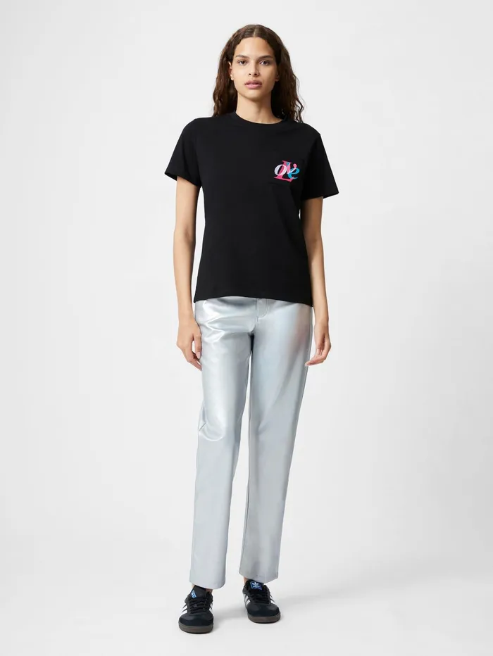 French Connection Love Embroidered Pocket TShirt Black Woman Tops