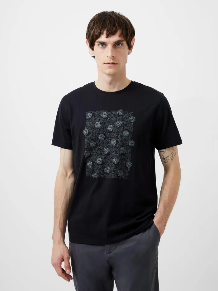 French Connection Mini Dice Organic Graphic TShirt Black Man TShirts and Polo Shirts French Connection Mini Dice Organic Graphic TShirt Black Man TShirts and Polo Shirts