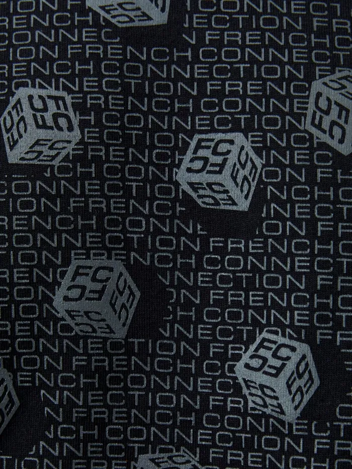 French Connection Mini Dice Organic Graphic TShirt Black Man TShirts and Polo Shirts