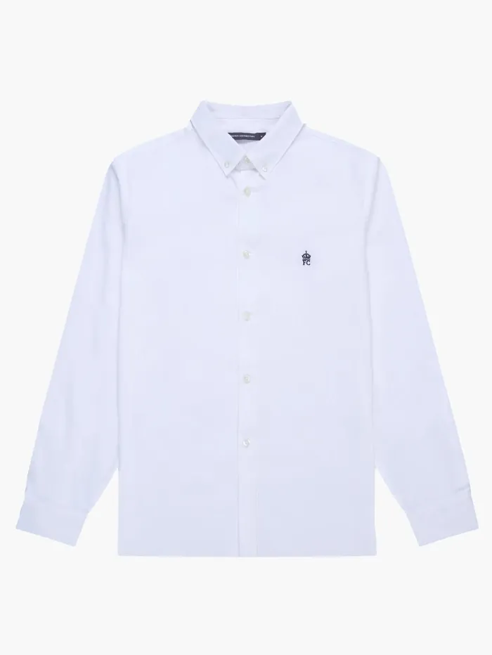French Connection Oxford Long Sleeve Crown Shirt WhiteMarine Man Shirts